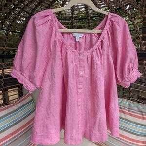 Pink Linen Swing Blouse